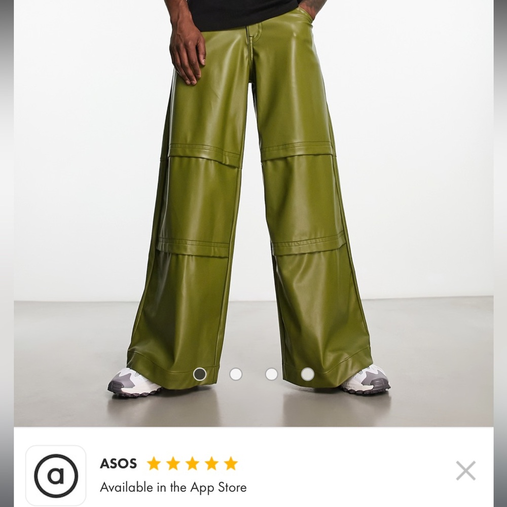 ASOS Wide-Leg Green Faux Leather Pants